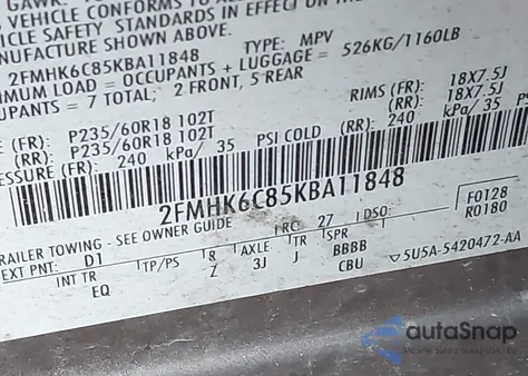 2019 Ford Flex Sel z USA, uszkodzony, nr VIN 2FMHK6C85KBA11848